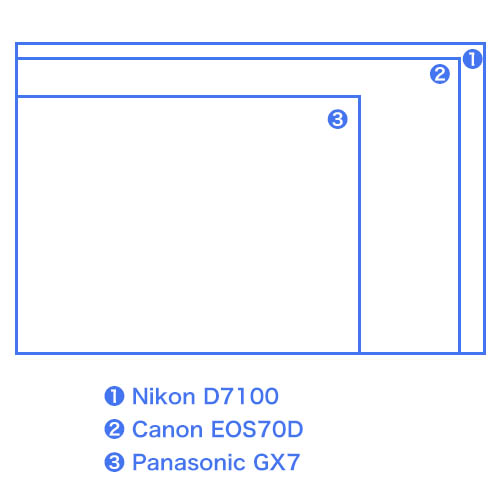 APS-Cとマイクロフォーサーズのセンサーサイズ比較