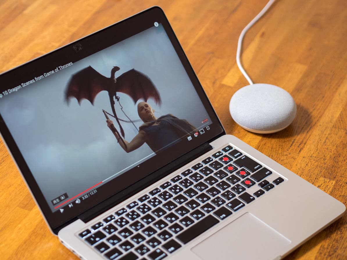 セットアップしたGoogle Nest MiniとMacBook Pro Retina 13inch, A1502 ,Early2015