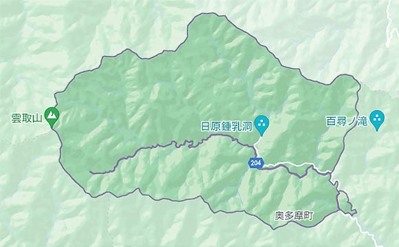 雲取山山麓の地図